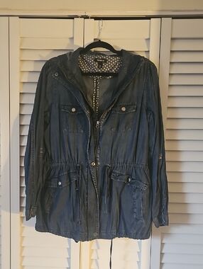 torrid Chambray Style  Hooded Drawstring Utility Jacket